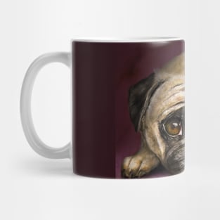 Digitally Painted Pug Portrait on a Purple Background Mug